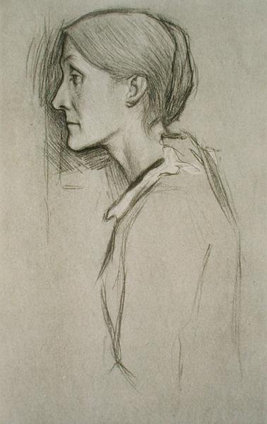 Portrett av Julia Stephen (1848-95) (litho) av William Rothenstein
