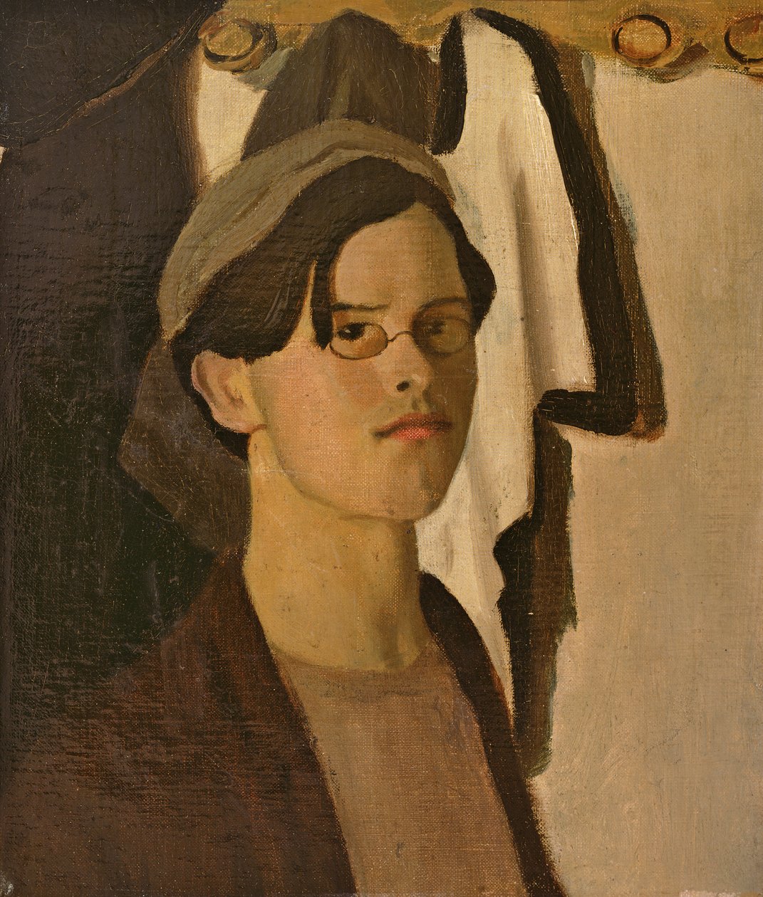 Selvportrett (fragment fra et større maleri) (olje på lerret) av William Rothenstein