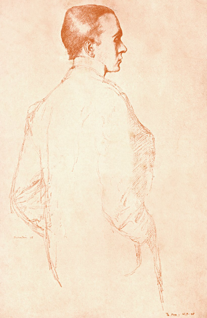 Sir Henry Maximilian Beerbohm , engelsk parodist og karikaturist, 1911. av William Rothenstein