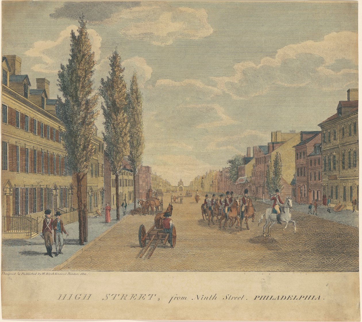 High Street, fra Ninth Street, Philadelphia av William Russell Birch