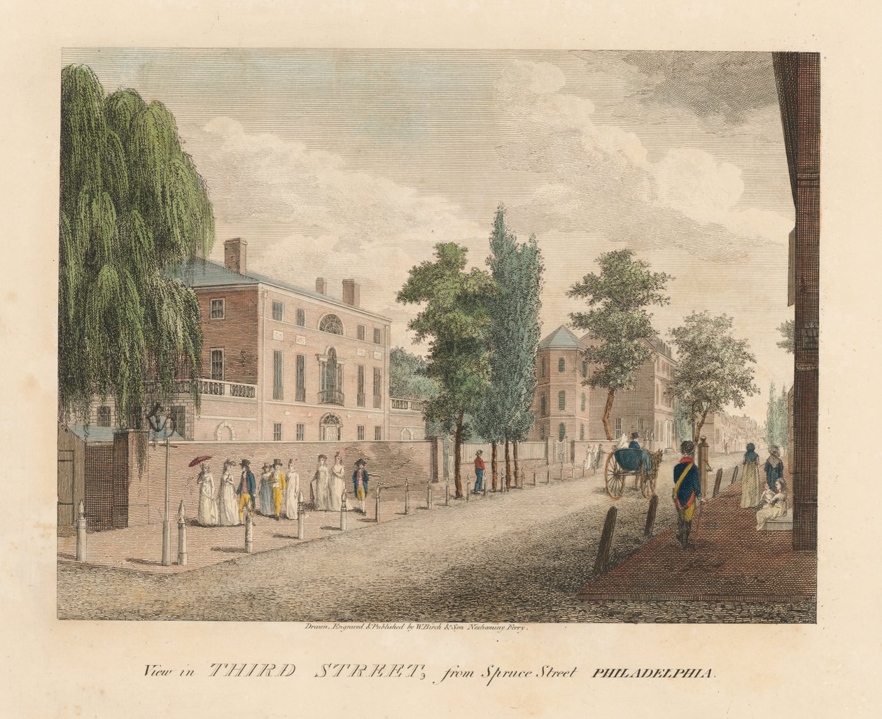 Utsikt over Third Street fra Spruce Street av William Russell Birch