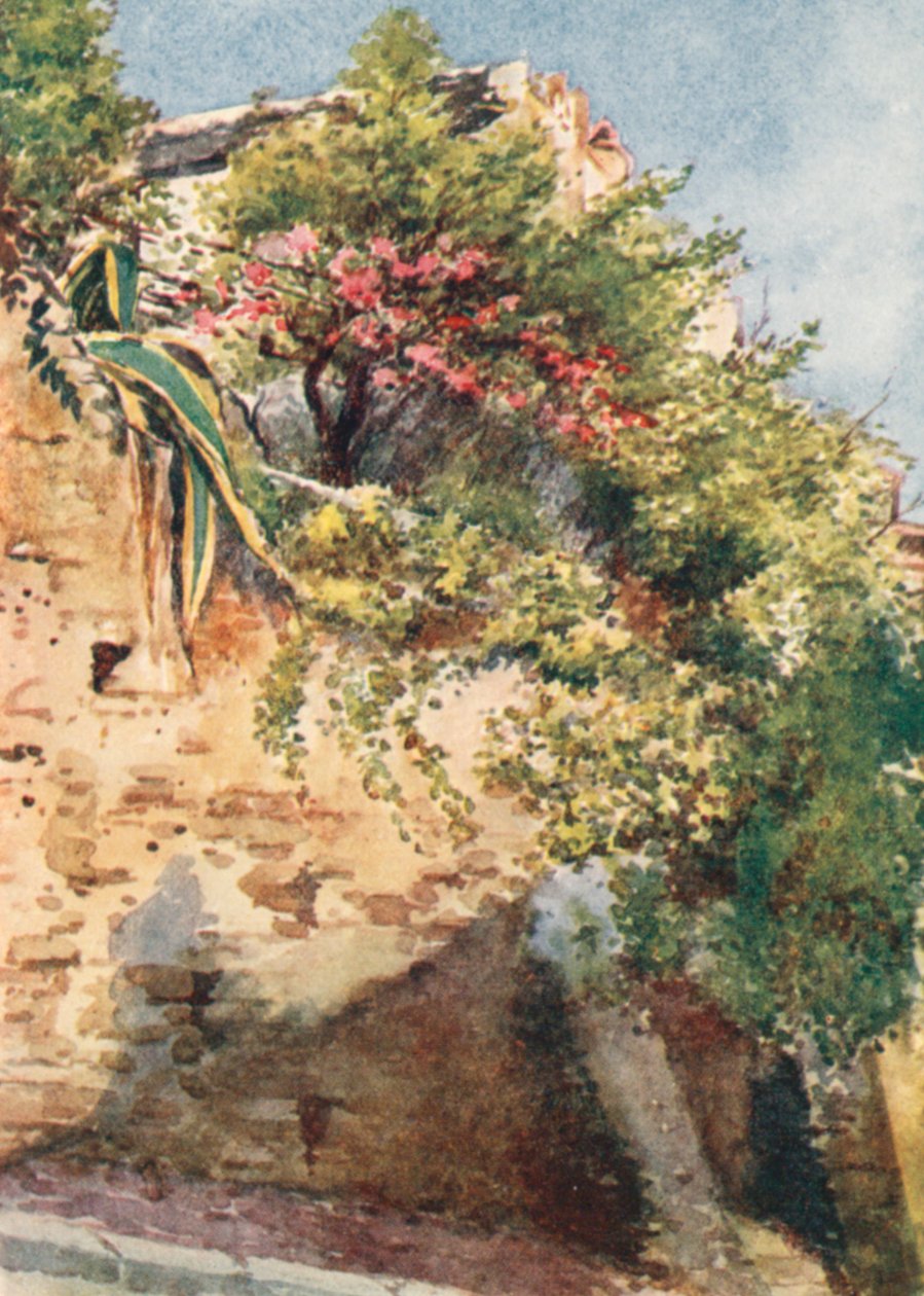 Et gatehjørne, Cagnes (fargelitografi) av William Scott