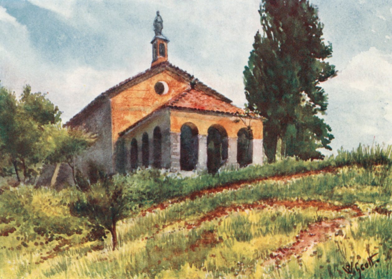 Kirke nær Vallauris (fargelitografi) av William Scott