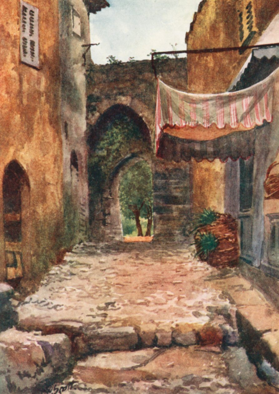 Inngangsport, Auribeau (fargelitografi) av William Scott