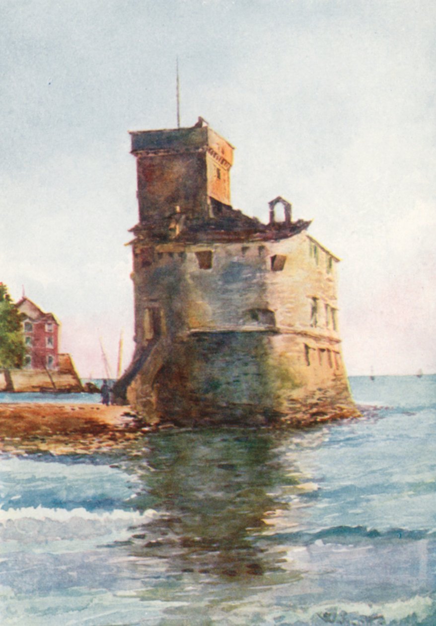 Gamle tårnet, Rapallo (fargelitografi) av William Scott