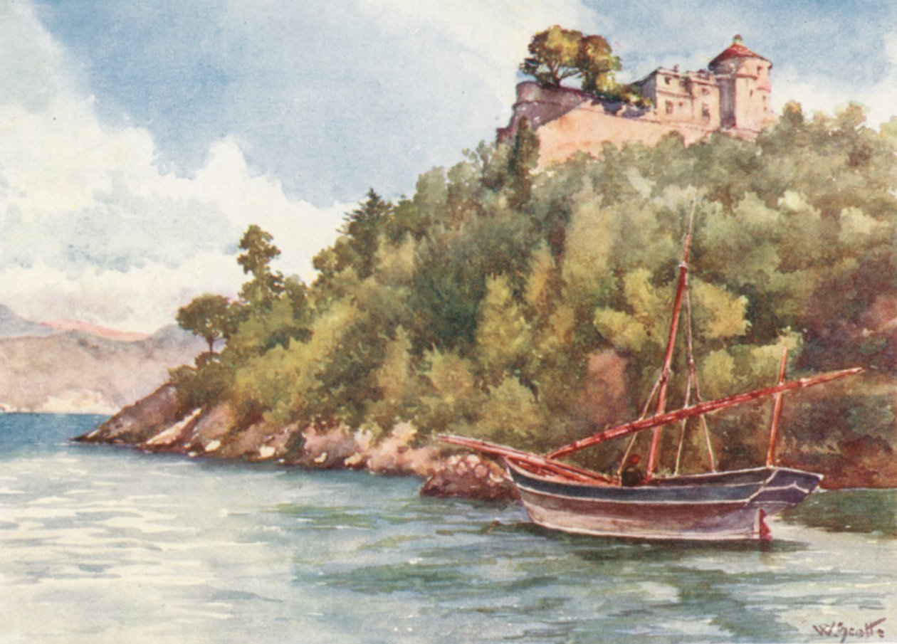 «Castello Brown», Portofino (fargelitografi) av William Scott
