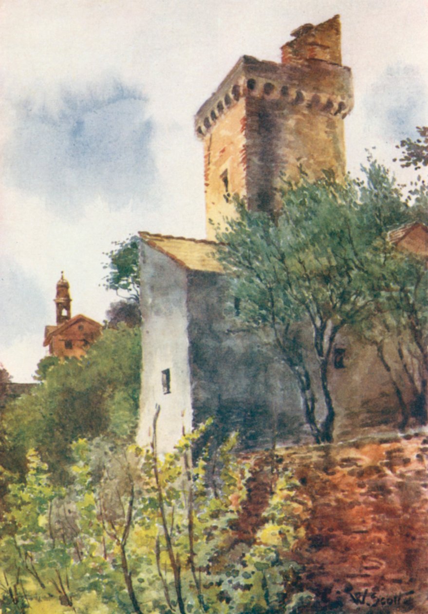 Tårnet ved Bergeggi (fargelitografi) av William Scott