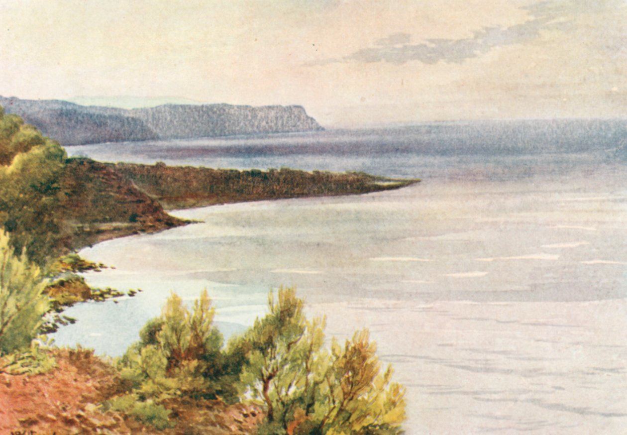 Utsikt fra Santa Croce, mot Albenga, tidlig morgen (fargelitografi) av William Scott