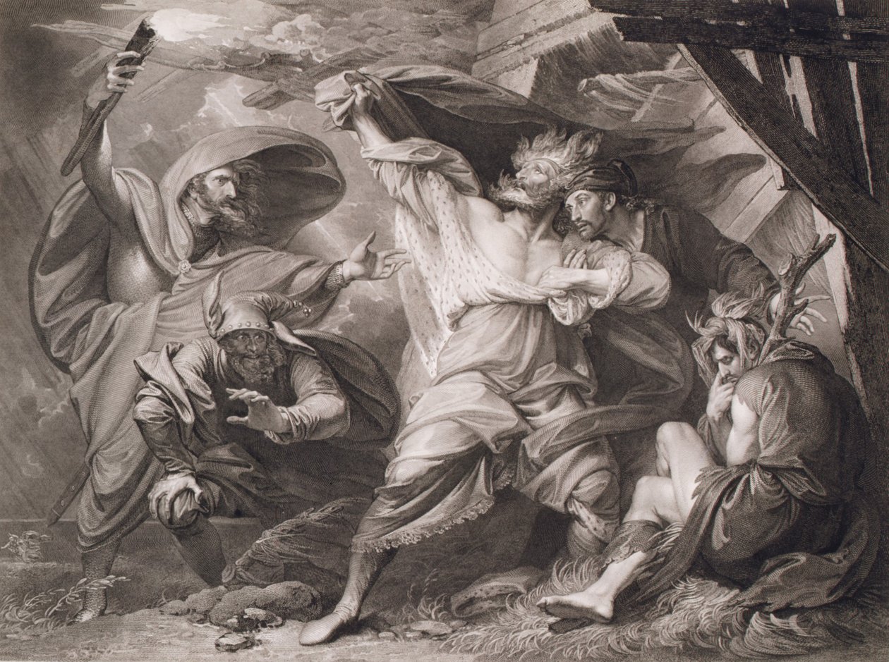 Av, av, dere utlån - Kom og løs knappen her Shakespeare, King Lear, Act 3, Scene 4, 1793. av William Sharp