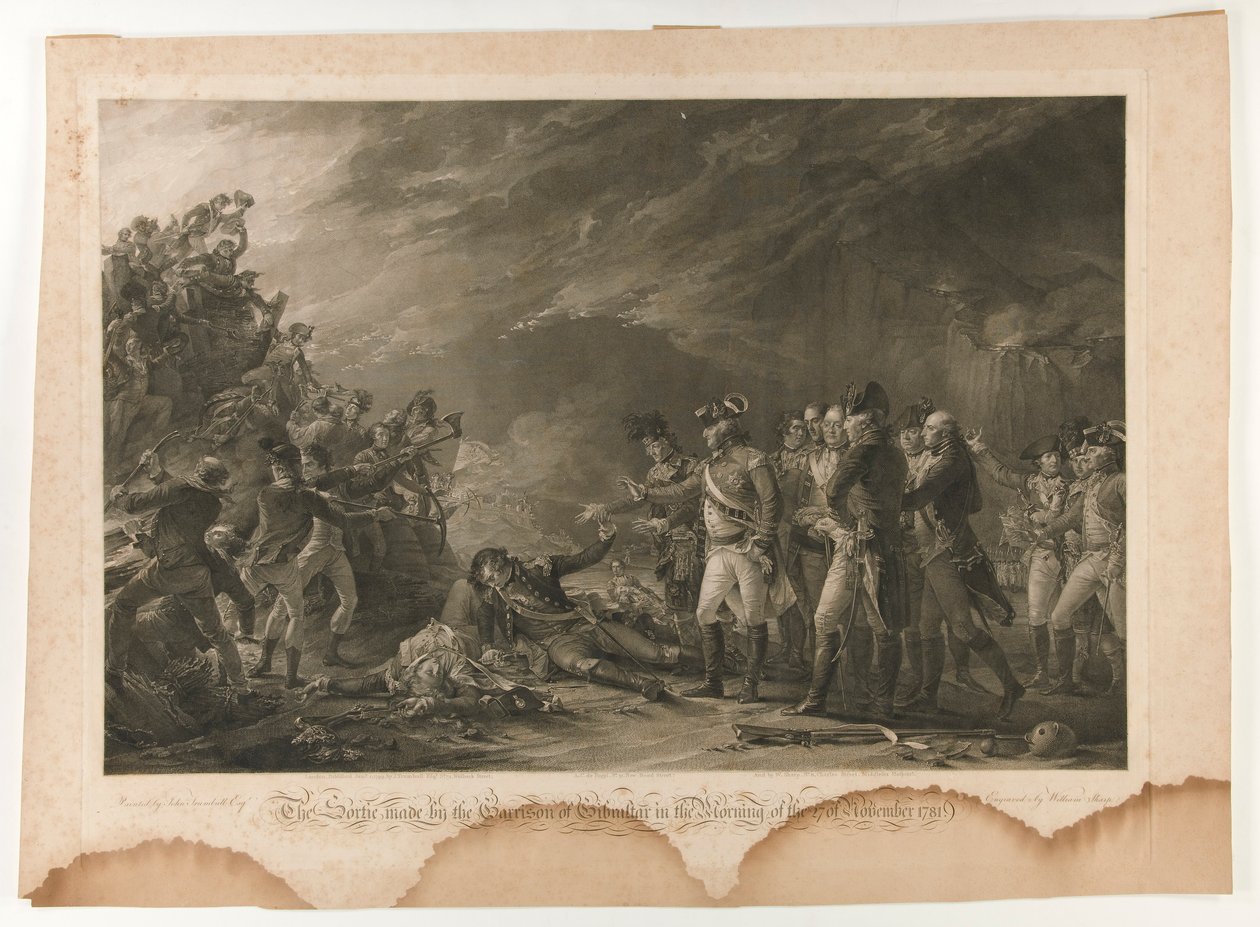 Sortien laget av Garnisonen i Gibraltar om morgenen den 27. november 1781 av William Sharp