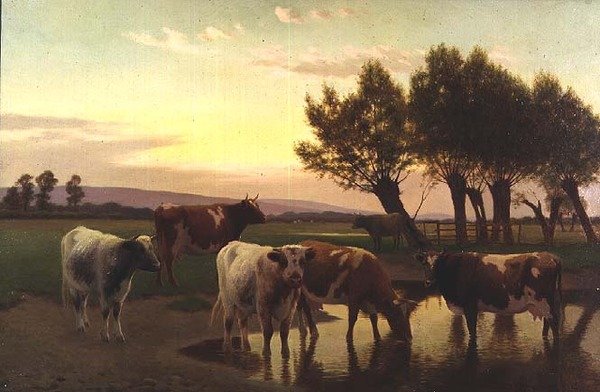 Kveld nær Amberley av William Sidney Cooper