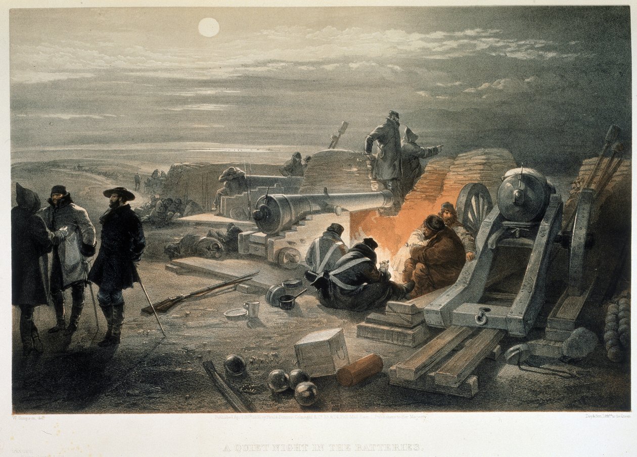 En stille natt i batteriene, 1855 av William Crimea Simpson