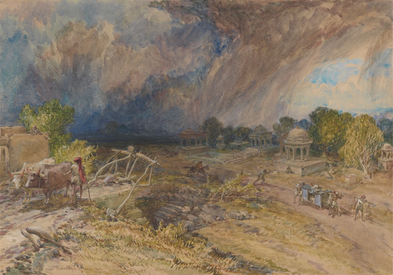 Støvstorm kommer, nær Jeypore, Rajpootana av William Simpson