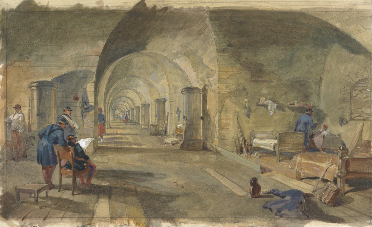 Interiør av Fort Nicholas, Sebastopol, Krim av William Simpson