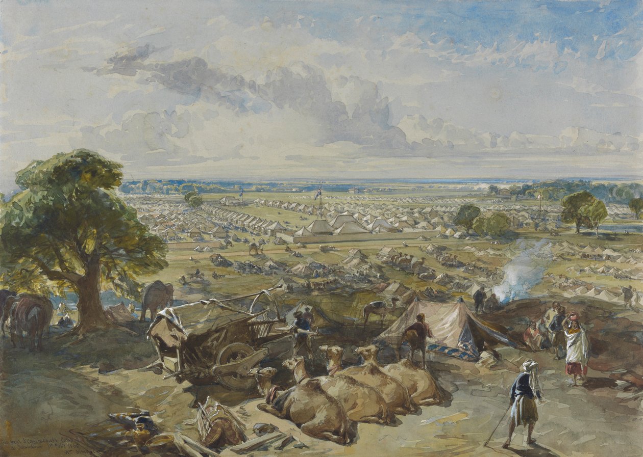 Generalguvernørens og øverstkommanderendes leir i Jalandhar, 1. februar 1860 av William Simpson