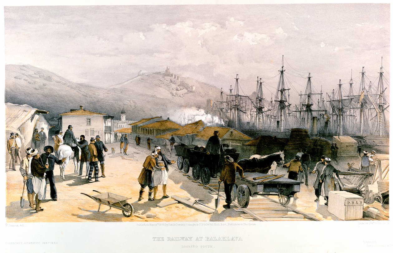Jernbanen ved Balaklava, 1855-1856 av William Crimea Simpson