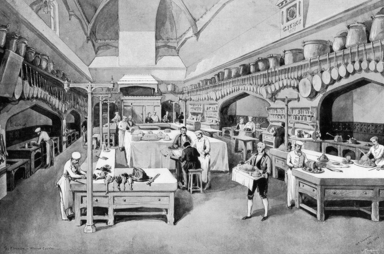 Windsor Castle kjøkken til jul, 1894. av William Crimea Simpson