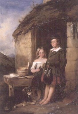Highland Children ved døren til en Bothy av William Simson