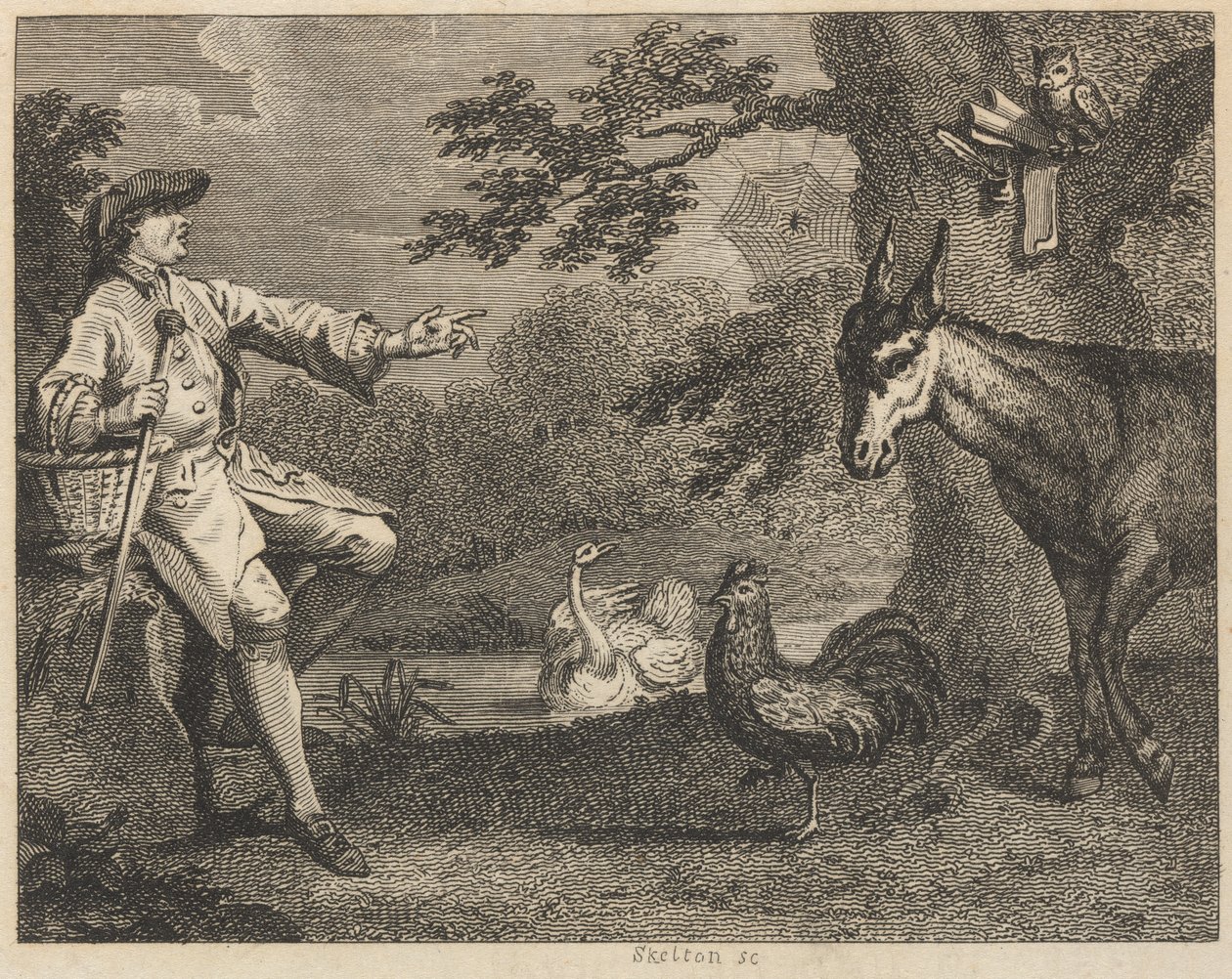 Uglen, svanen, hanen, edderkoppen, rumpa og bonden av William Skelton