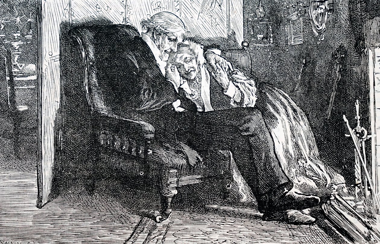 Et eldre ektepar. Av William Small (1843-1929), en engelsk illustratør. 1880 (gravering) av William Small