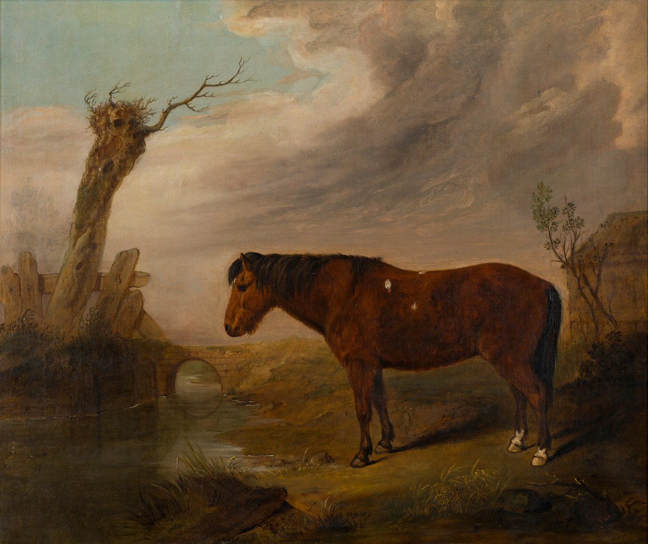 A Bay Pony by a River, ca. 1823 (olje på lerret) av William Smith