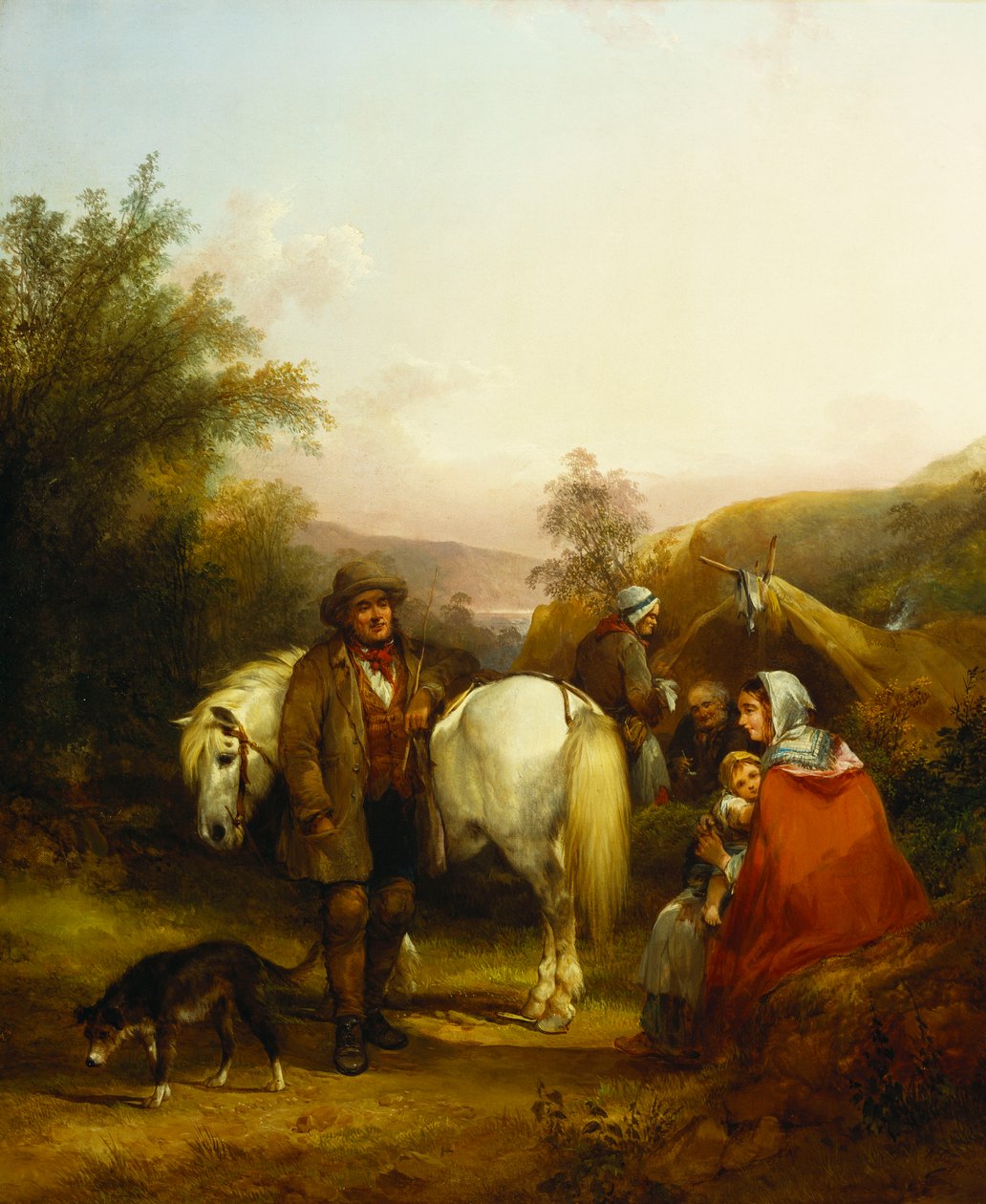 Et sigøynerleir ved en lysning i et skogslandskap av William Snr. Shayer
