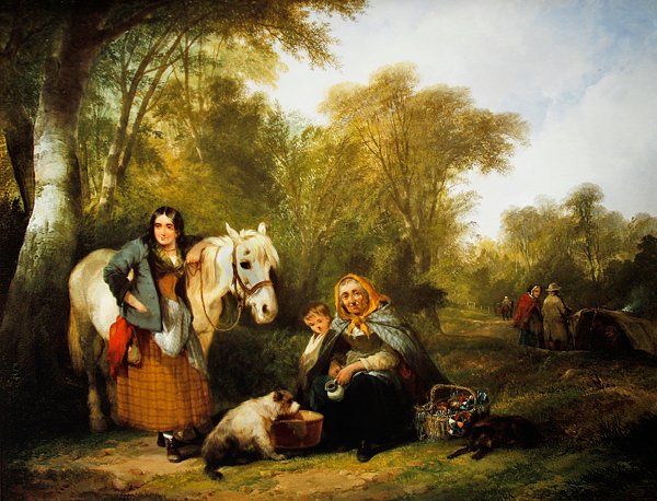 Gypsy Encampment (olje på lerret) av William Snr. Shayer