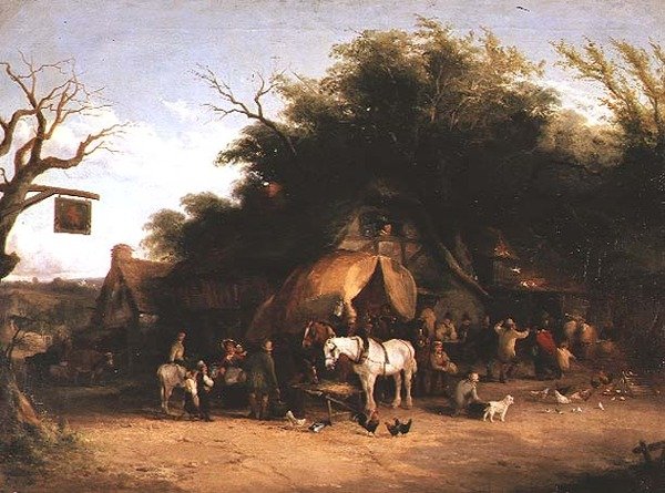 Reisende hviler på et Country Inn av William Snr. Shayer