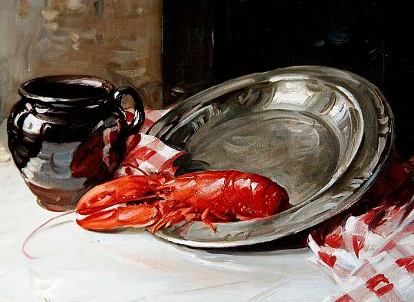Still Life - Hummer på et fat (olje på lerret) av William Somerville Shanks