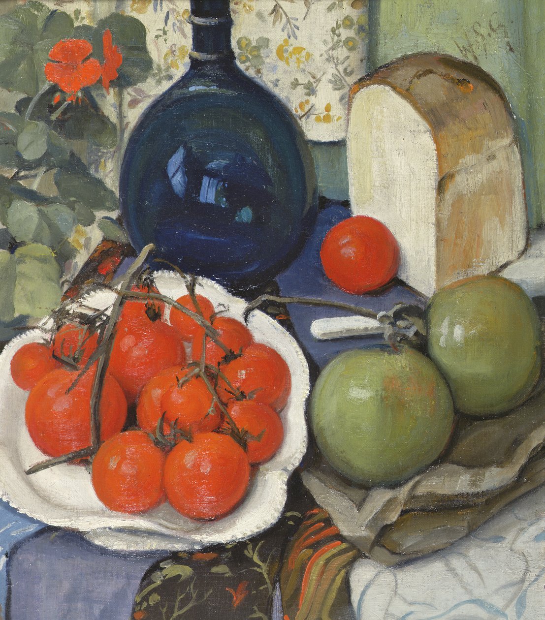 Stilleben med tomater og epler (olje på lerret) av William Somerville Shanks