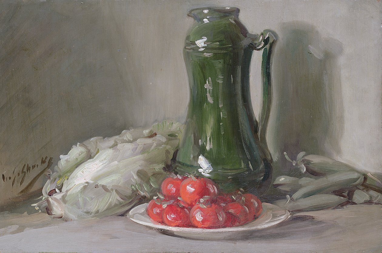 Stilleben (olje om bord) av William Somerville Shanks