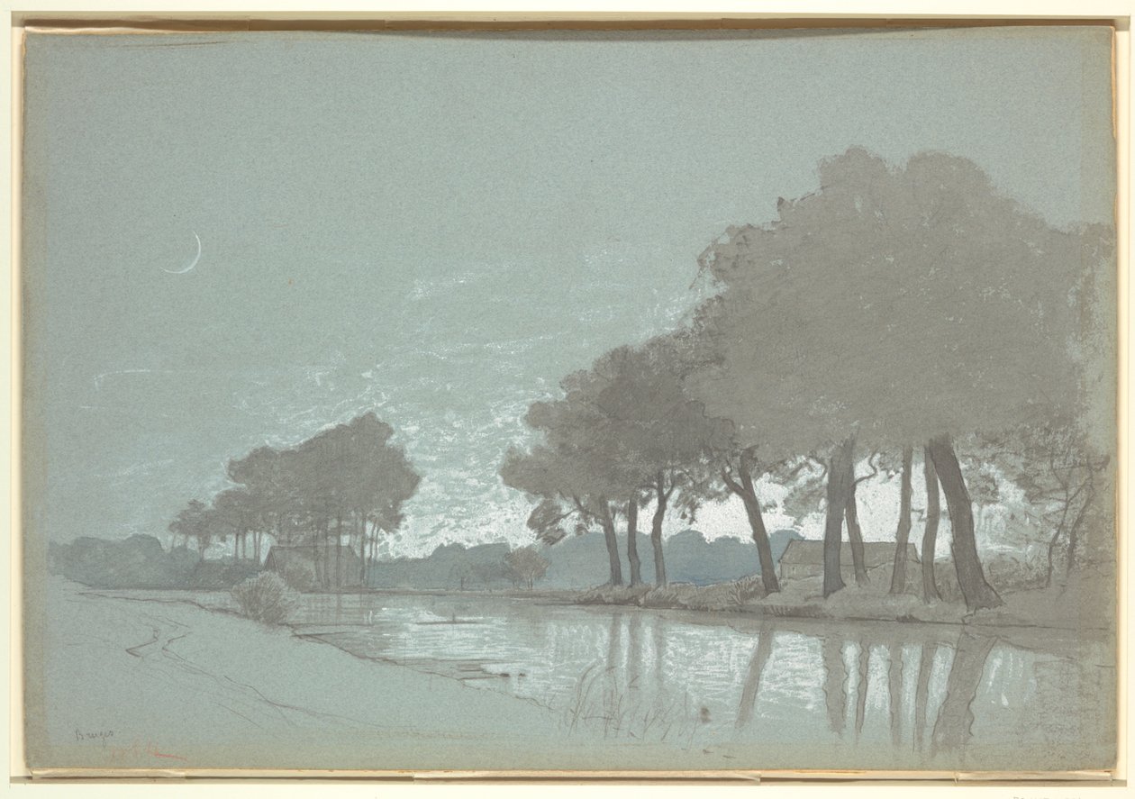 Kanalscene nær Brugge, Belgia av William Stanley Haseltine