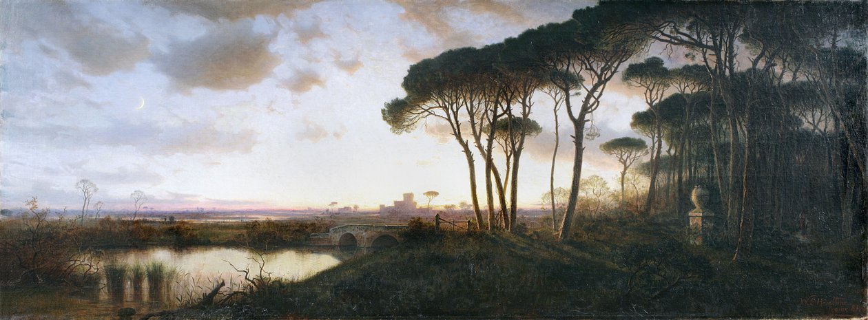 Slottet i Ostia sett fra furuskogen i Castel Fusano, 1881 av William Stanley Haseltine