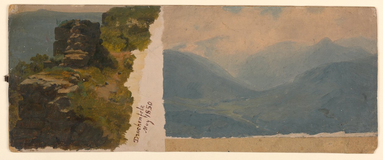 Studie av landskap, Drachenfels, Tyskland av William Stanley Haseltine
