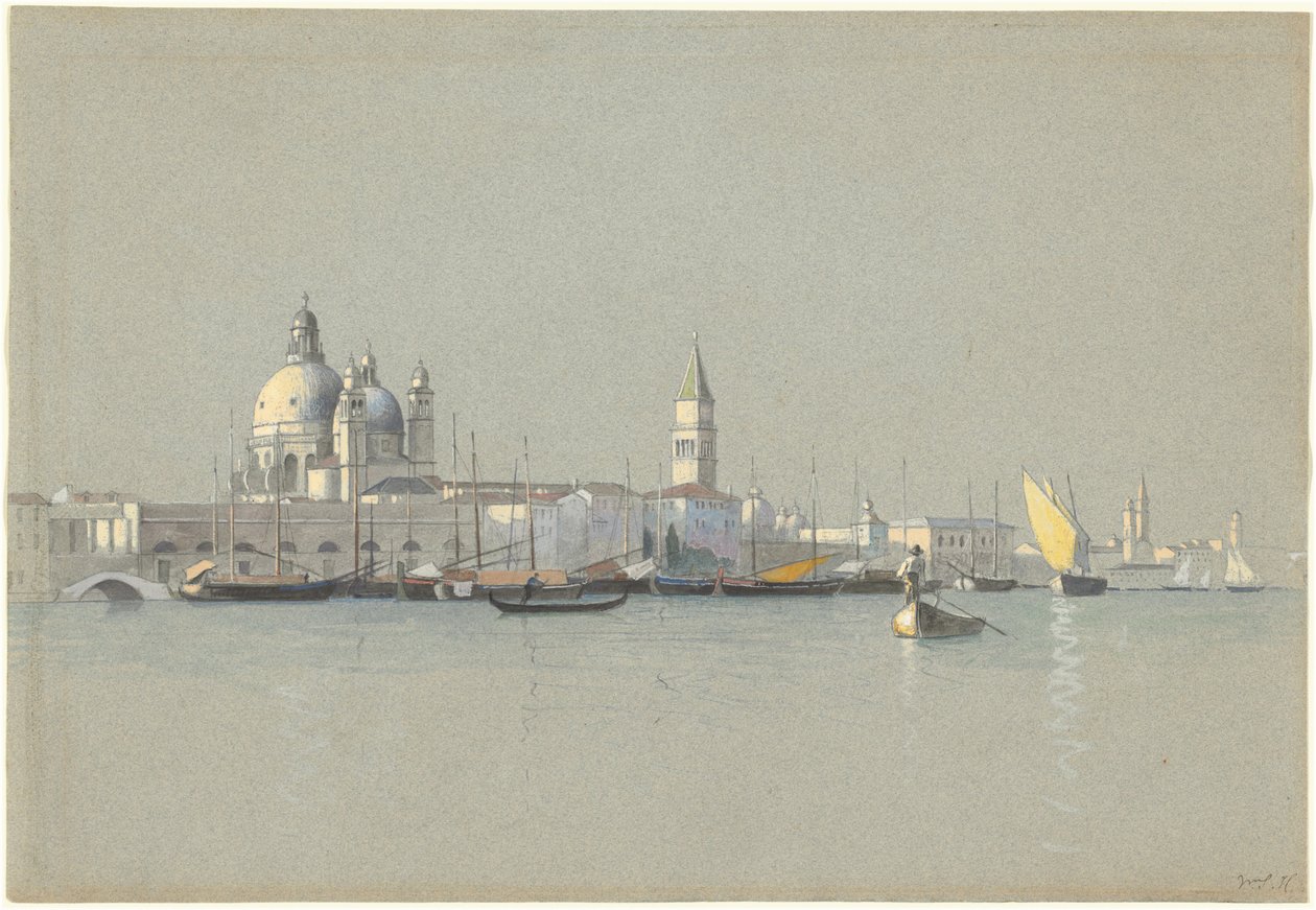 Utsikt over Giudecca-kanalen mot Salute og Campanile di San Marco av William Stanley Haseltine