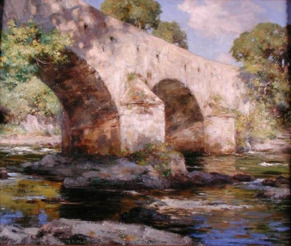 Bridge of Dee, Galloway, Summer (olje på lerret) av William Stewart MacGeorge