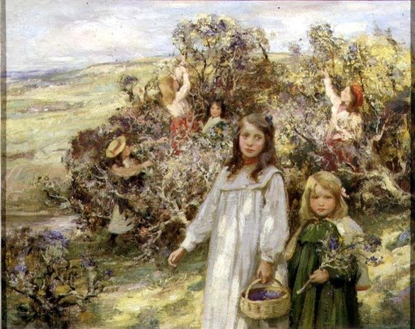 Å samle bjørnebær (olje på lerret) av William Stewart MacGeorge