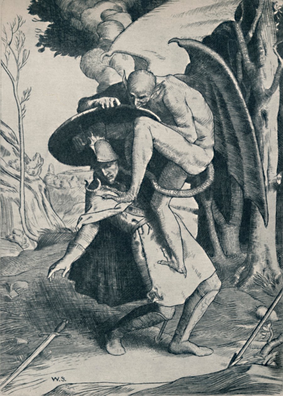 Christian Fighting Apollyon, 1895, 1923 av William Strang