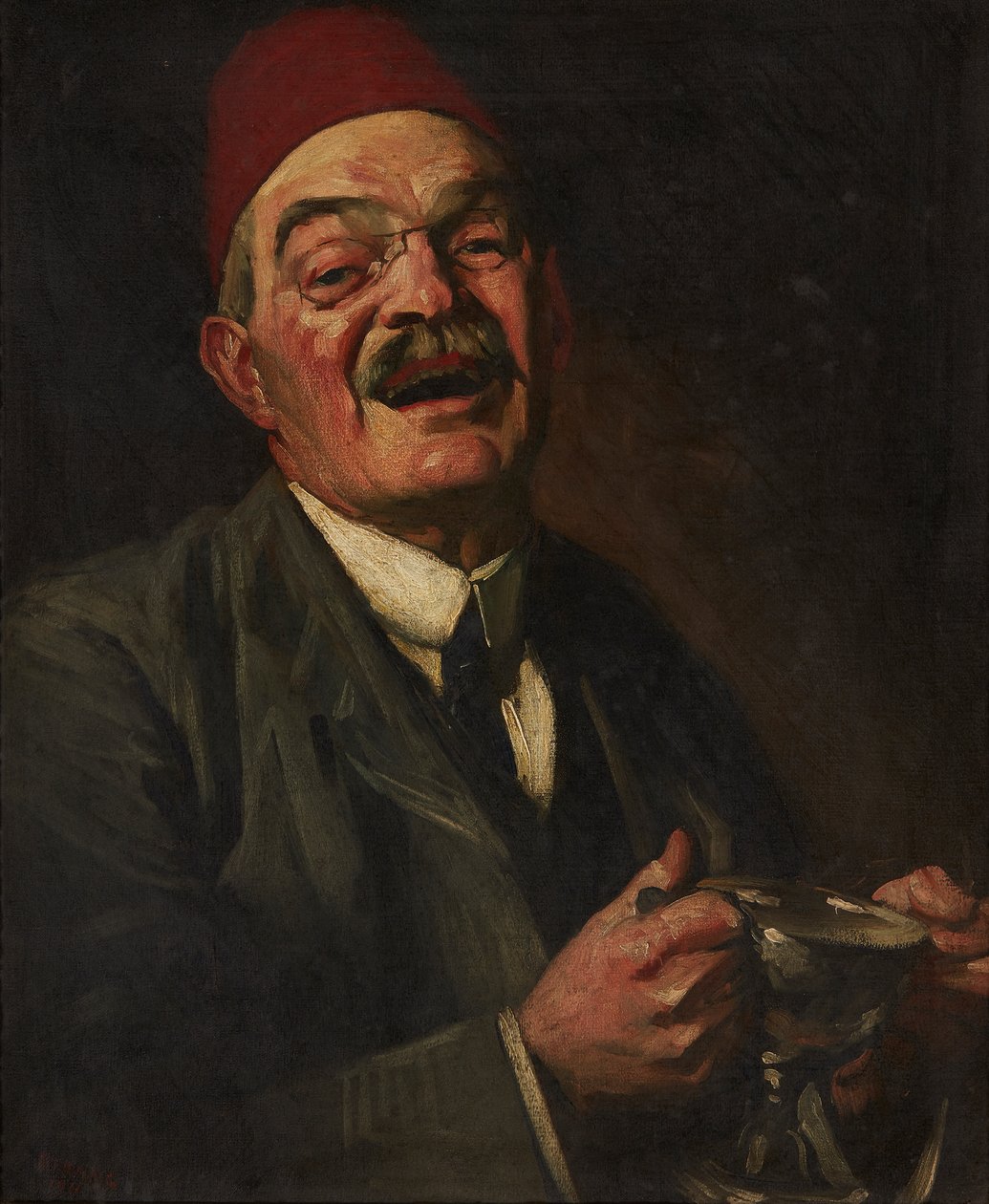 Laughing Man - Selvportrett (olje på lerret) av William Strang