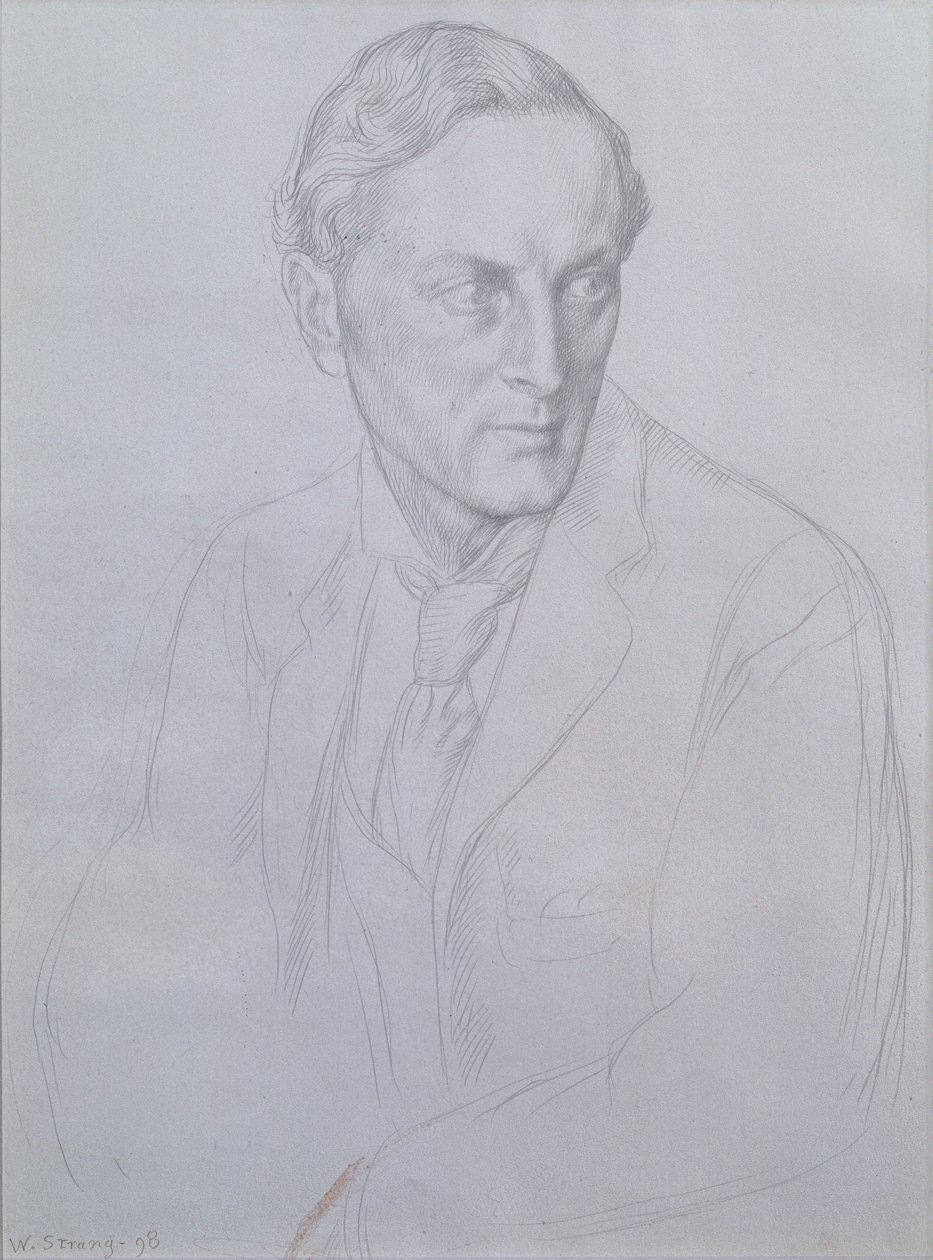 Portrett av Sir Henry John Newbolt (1862-1938) poet, 1898 (sølvpunkt på papir) av William Strang