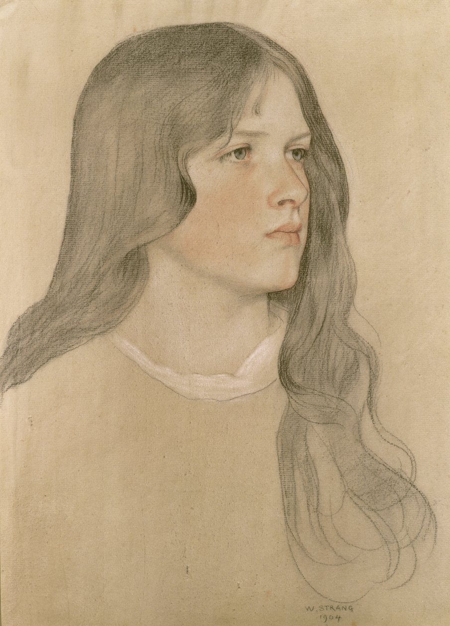 Portrait of a Girl, 1904 (farget blyant på papir) av William Strang