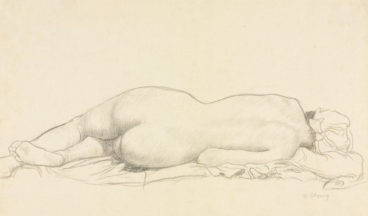 Liggende naken. av William Strang