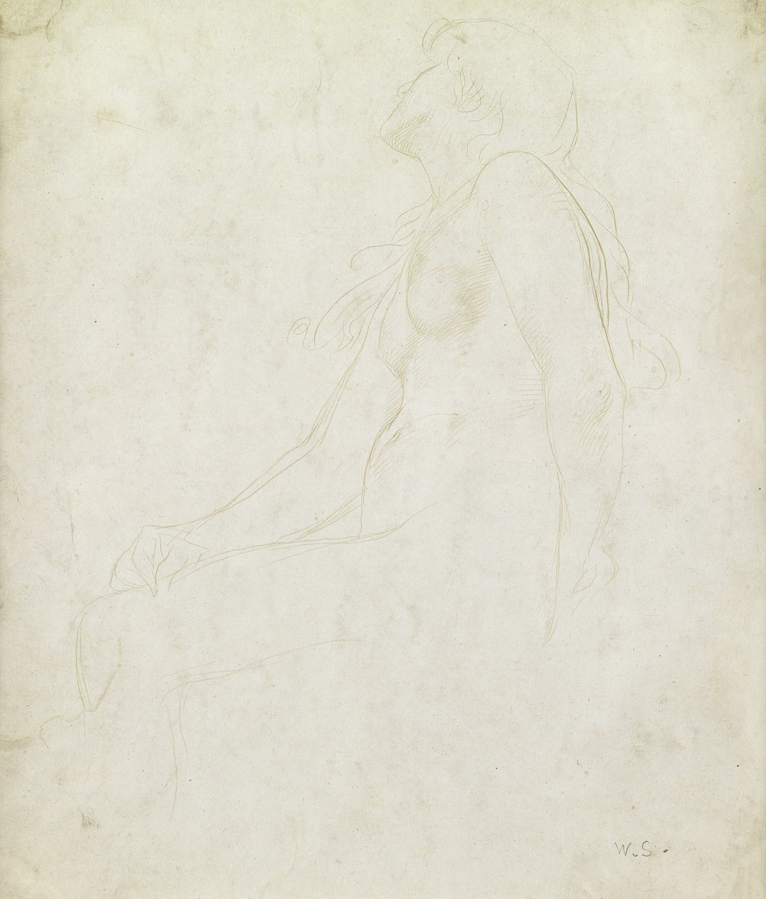 Studie av en naken (gullpunkt på papir) av William Strang