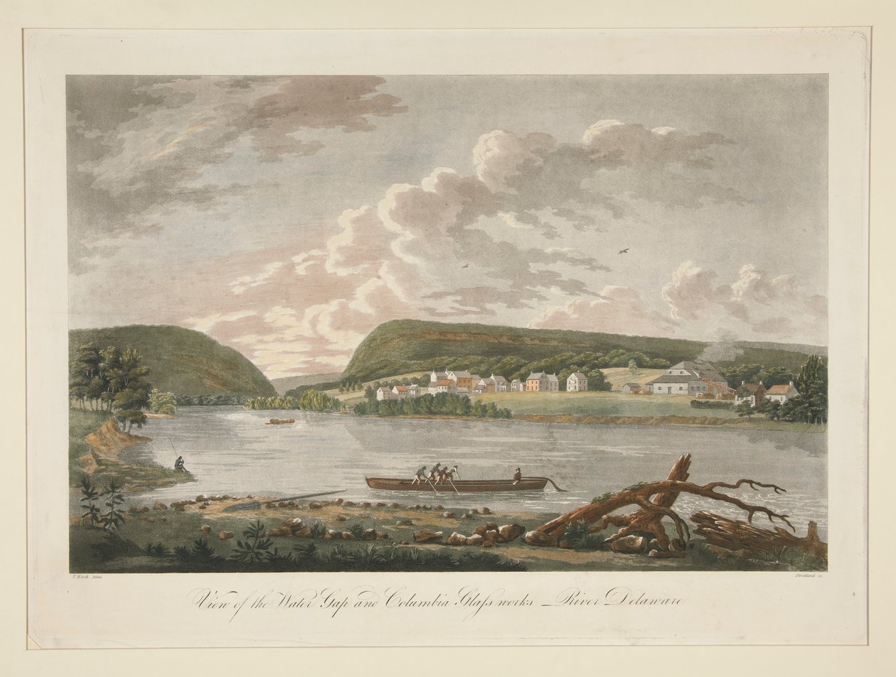 Utsikt over Water Gap og Columbian Glassworks, River Delaware av William Strickland