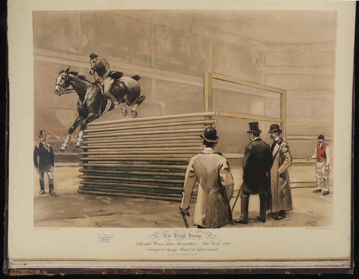 The High Jump, National Horse Show Association, New York 1892, Transportbinder Maud på 6 fot 1 tomme av William Sullivant Vanderbilt Allen