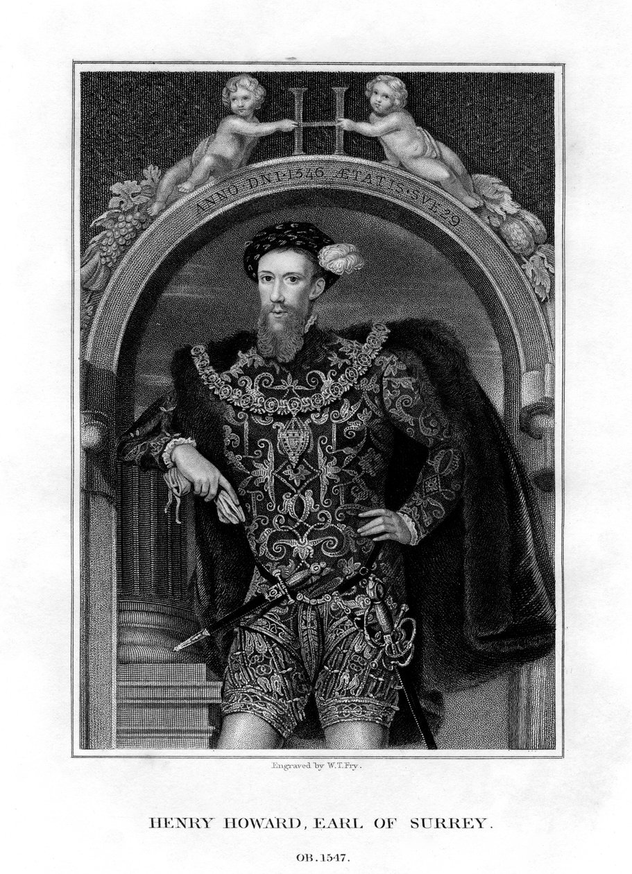 Henry Howard, jarl av Surrey, engelsk aristokrat og poet, 1829. av William Thomas Fry