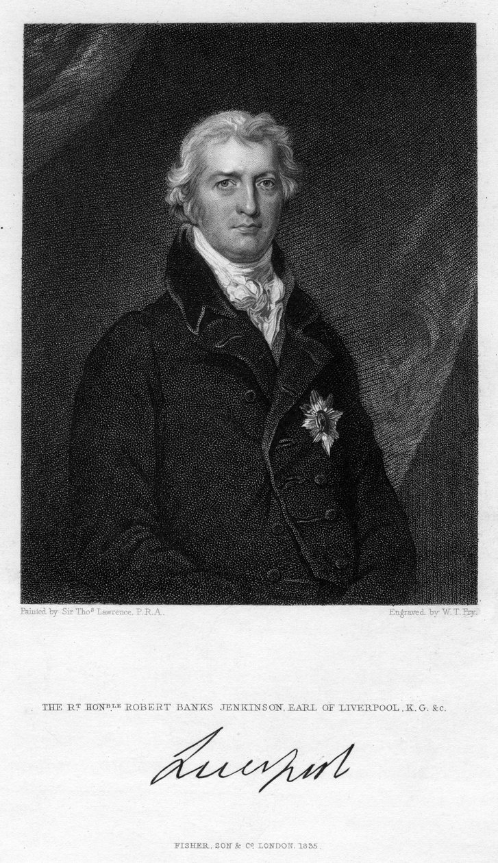 Robert Jenkinson, andre jarl av Liverpool, britisk politiker og statsminister, 1835. av William Thomas Fry