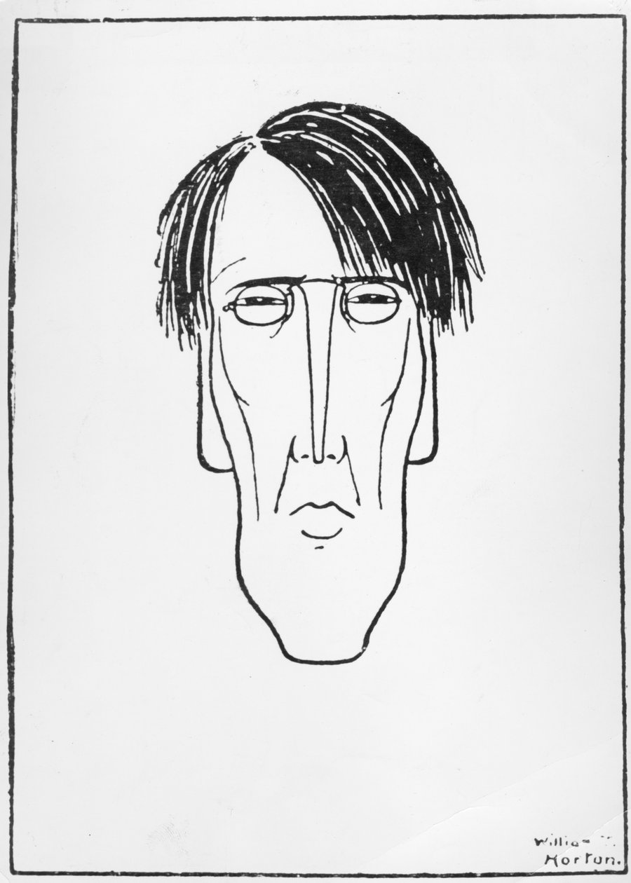 Karikatur av W.B. Yeats, 1898 (blekk på papir) av William Thomas Horton
