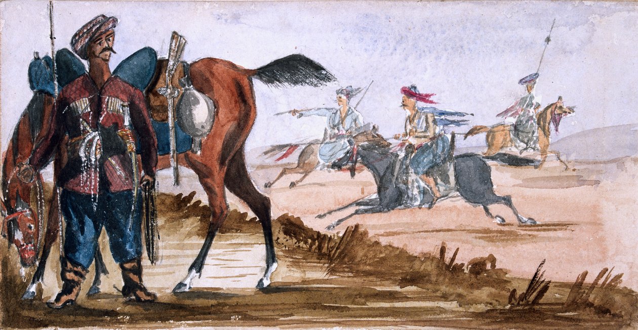 ?Bashi Bazouk fra Circassia, og andre på trening i bakgrunnen? av William Thomas Markham