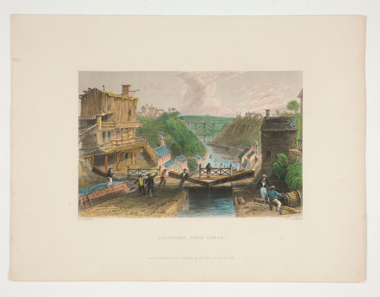 Lockport, Erie Canal, illustrasjon for Nathaniel Parker Willis av William Tombleson